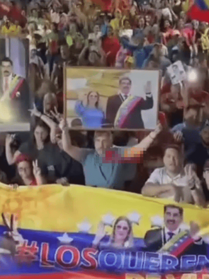 委民众大规模集会游行 举马杜罗夫妇照片要求美国放人